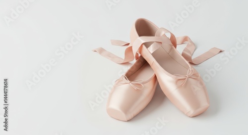 Elegant pink ballet shoes gracefully posed on a white backdrop for dance enthusiasts and artistic projects