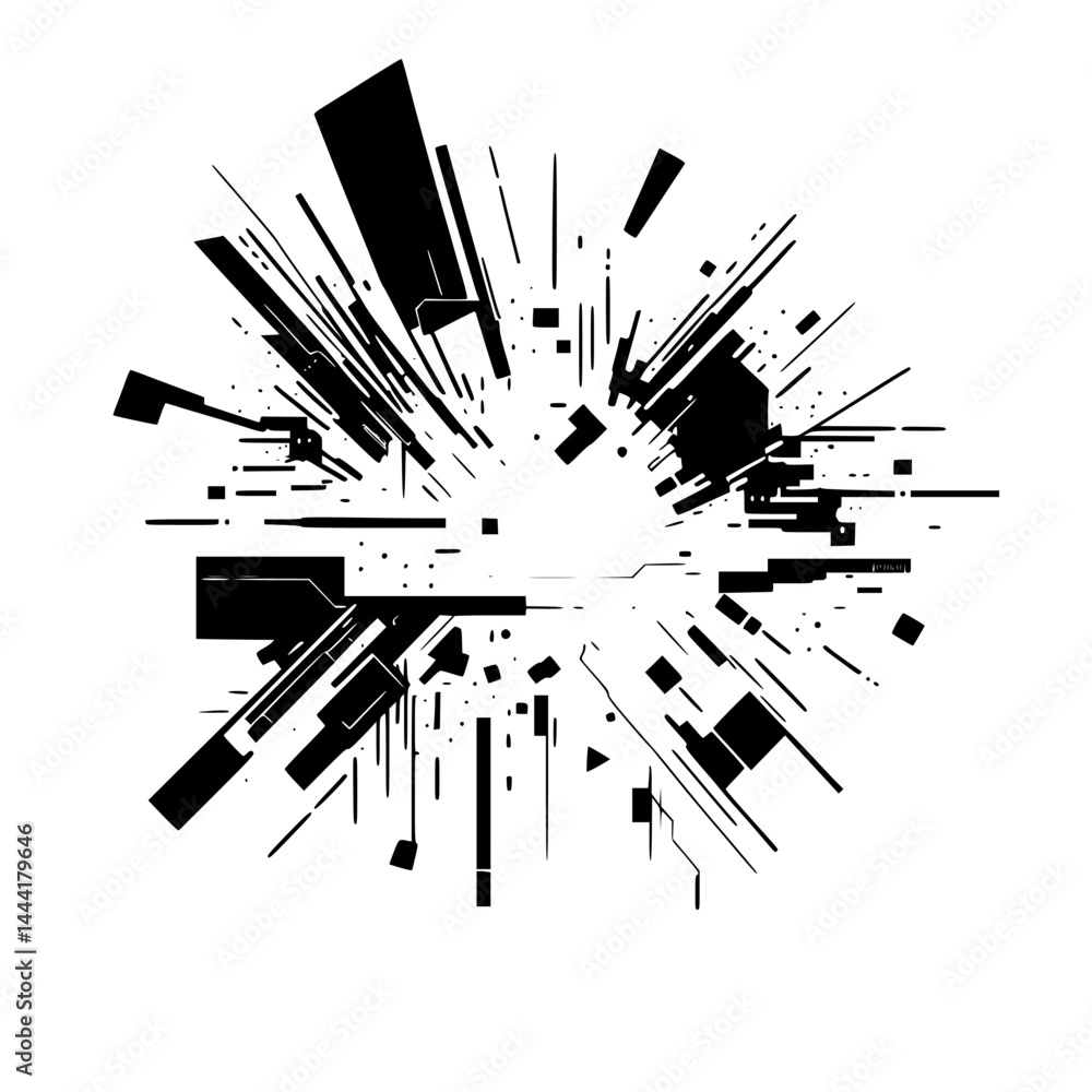 Abstract Burst: Geometric Black and White Design Abstract Burst: Geometric Black and White Design