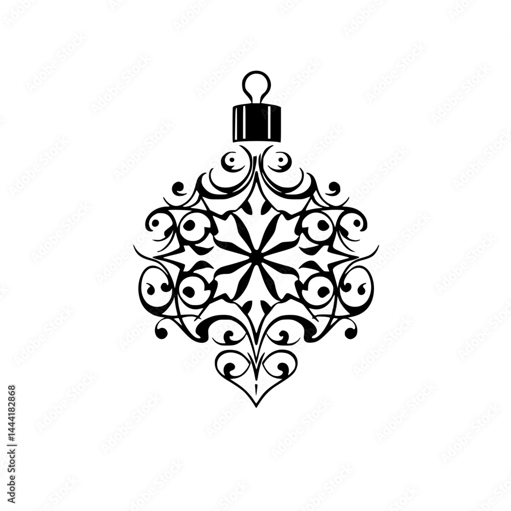 Fototapeta premium Ornate Black & White Christmas Ornament Design