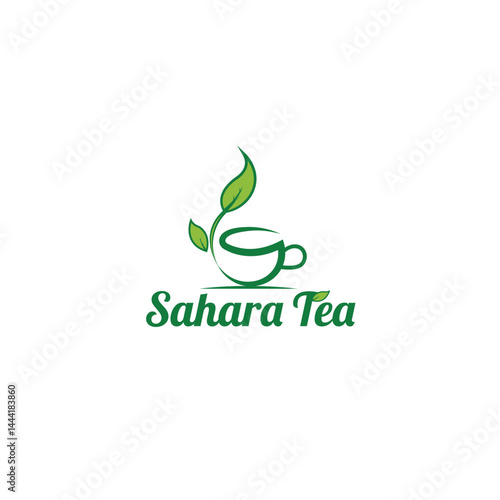 Tea leaf logo design template. Tea shop icon, tea store, packaging product logo with green color