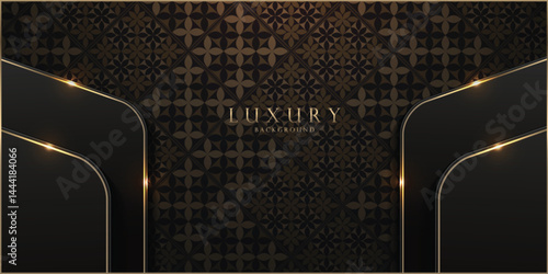 Black and gold luxury abstract background for banner design, elegant boutique style, perfect for website templates, premium layout, vector art, not AI generated