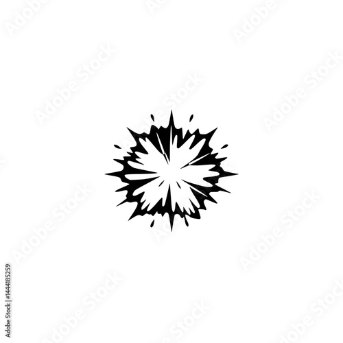 Black and White Explosion Graphic: Radial Burst Icon on White