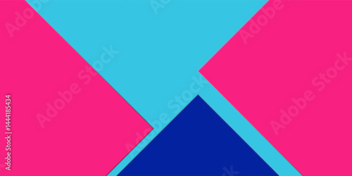 Modern geometric background with pink blue paper  panoramic shot abstract modern design simple