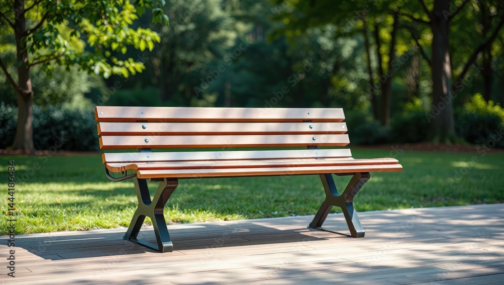 Tranquil Park Bench - Outdoor Relaxation and Copy Space