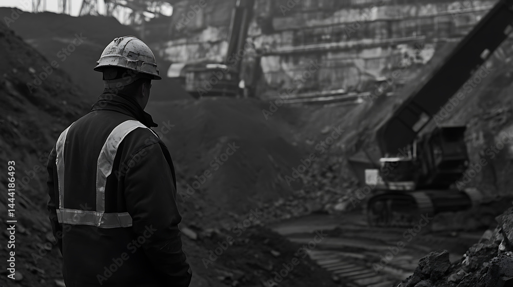Miner Overlooking a Coal Mine Operation Miner Overlooking a Coal Mine Operation