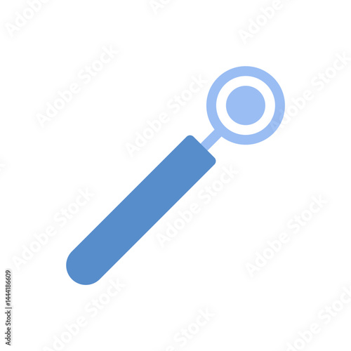 Minimalist blue dental mirror icon presenting oral hygiene concept