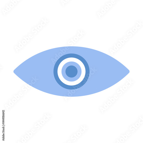 Minimalist light blue eye icon with concentric circles on a white background