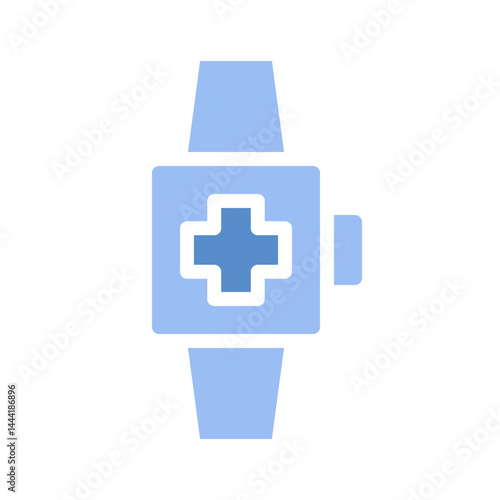 Digital healthcare wearable gadget illustration with cross for medical monitoring