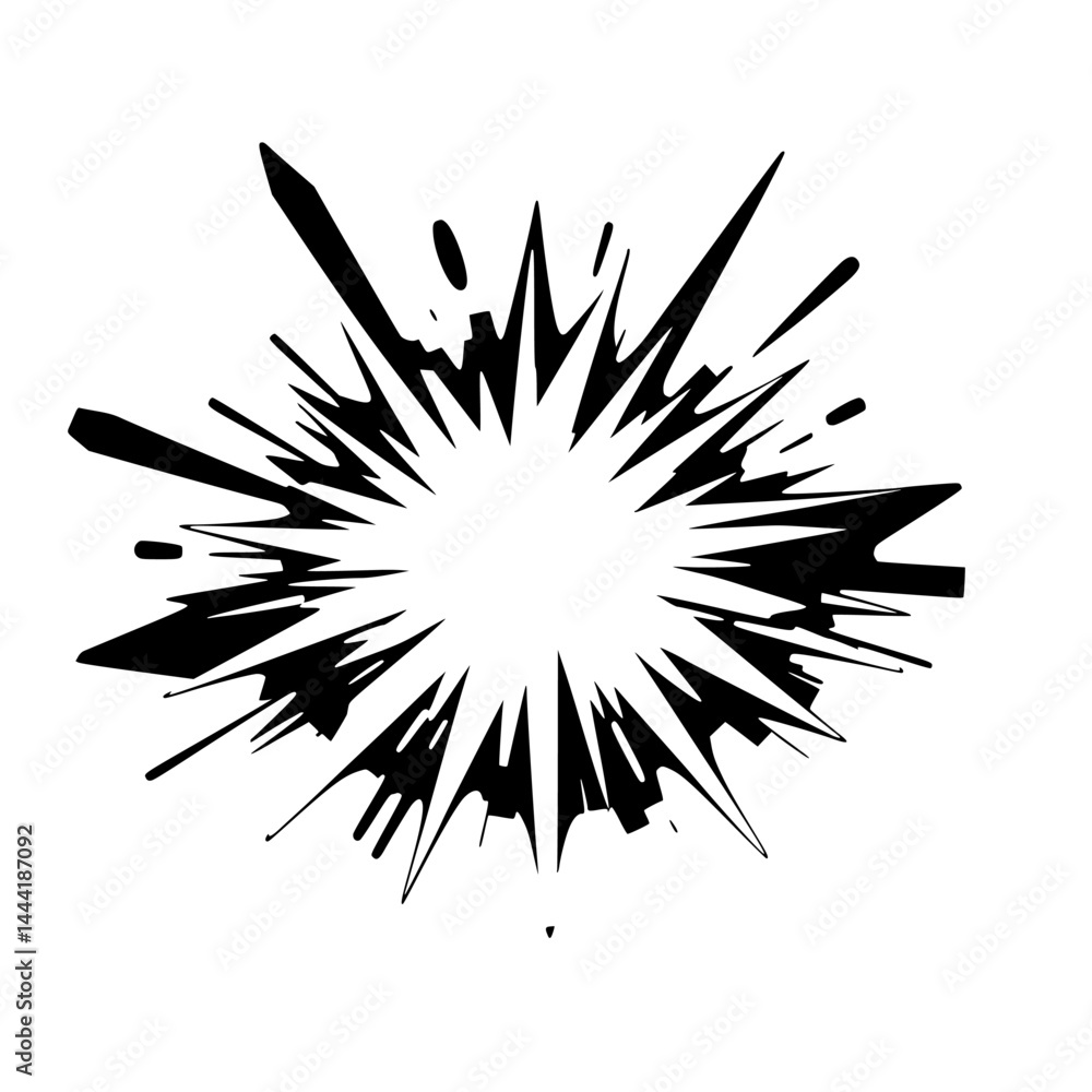 Obraz premium Black & White Comic Explosion Burst - Retro Style Graphic