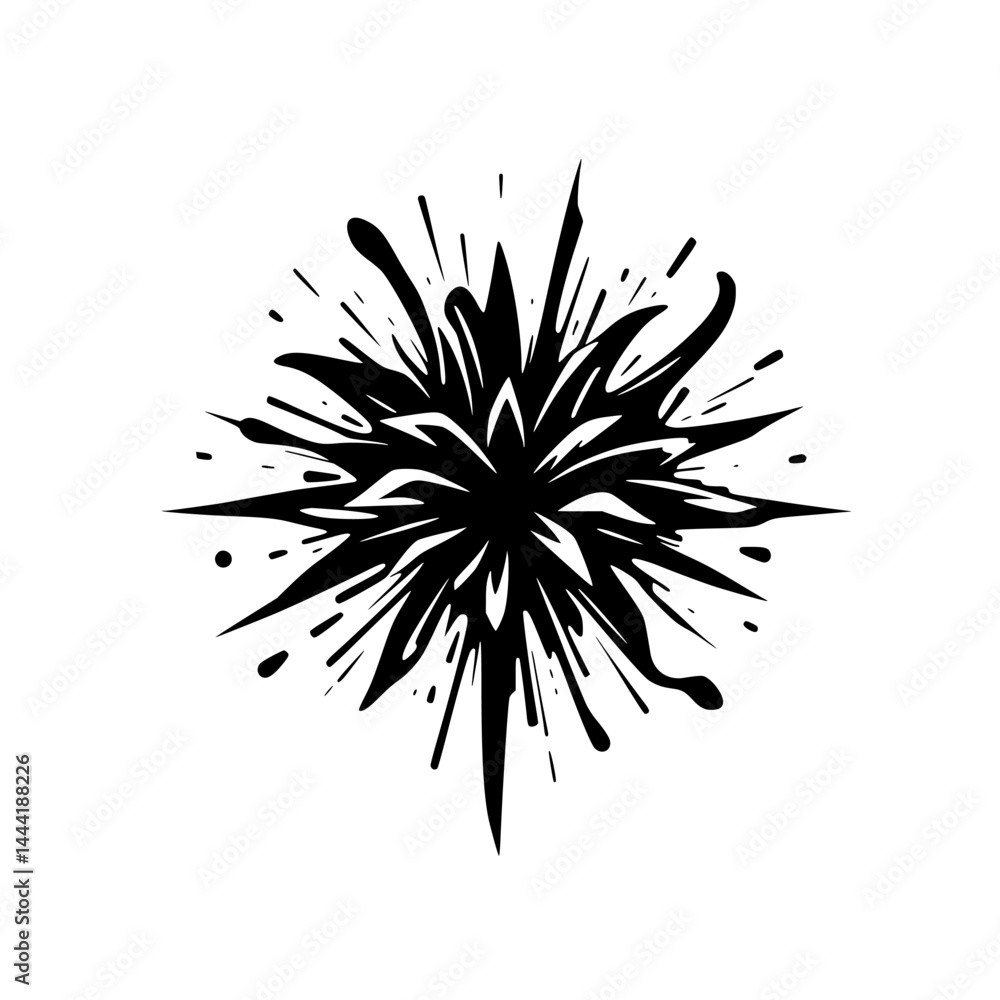 Fototapeta premium Abstract Black Ink Explosion Burst, Isolated on White