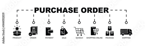 Purchase order glyph banner icon