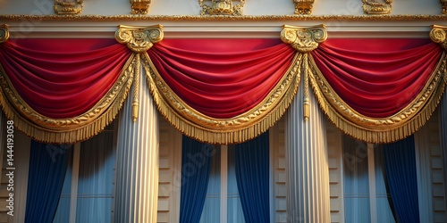 Grand Drapery and Classical Columns: Architectural Detail