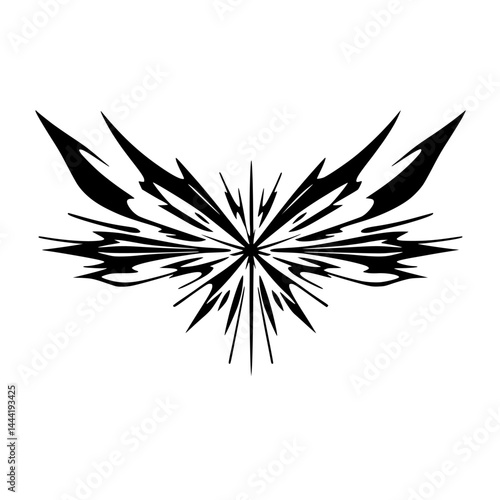 Abstract Black Burst on White: Vector Design Element