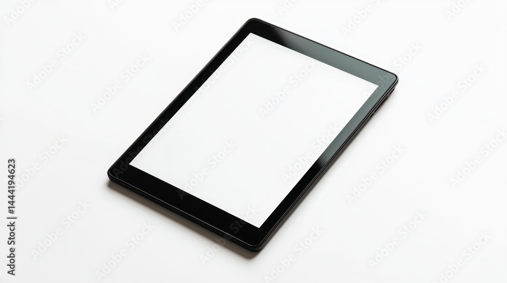 Digital e-reader with black border and minimal design on white background Digital e-reader with black border and minimal design on white background