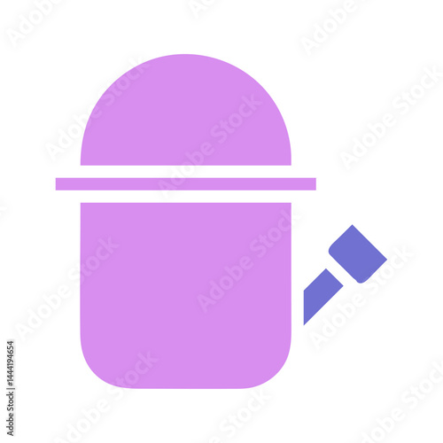 Minimalist lilac watering can illustration evokes gardening and plant care simplicity