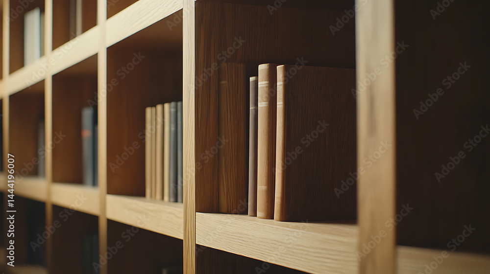 Wooden Bookshelf with Books Wooden Bookshelf with Books