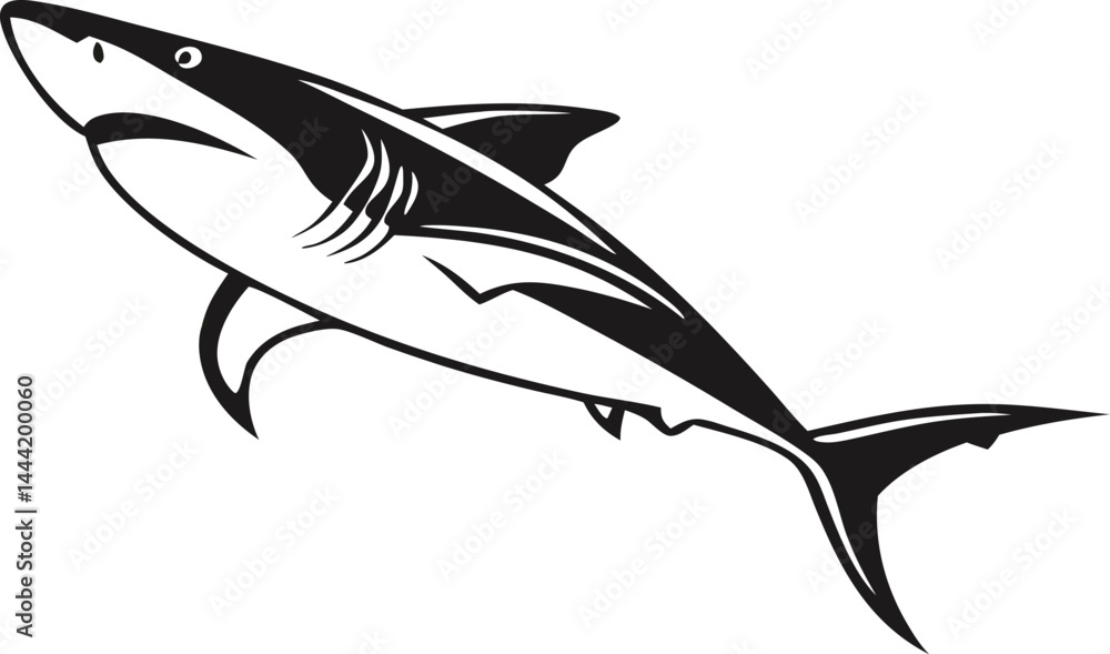 Fototapeta premium Stylized Predatory Shark in Attack Pose.