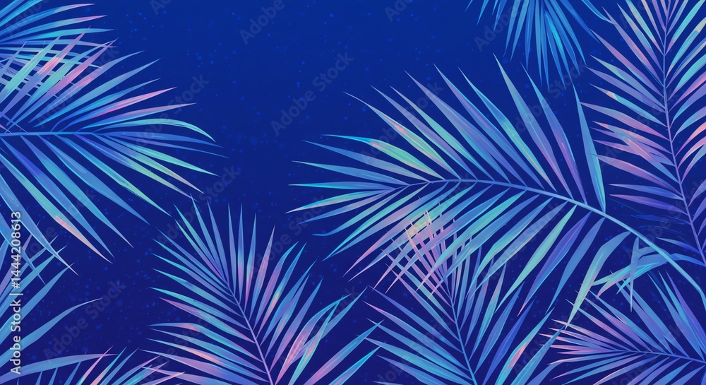 Palm Fronds Pattern in Blue Tones with Tropical Vibes Palm Fronds Pattern in Blue Tones with Tropical Vibes