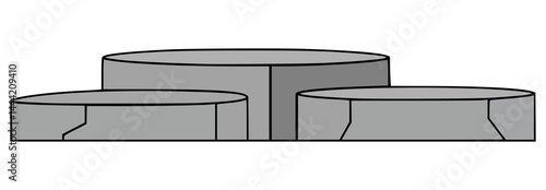 stone podium natural rock stage flat color vector illustration template design