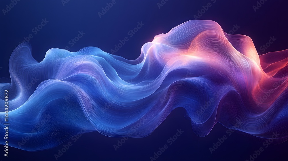 Obraz premium abstract blue and pink waves on a dark background