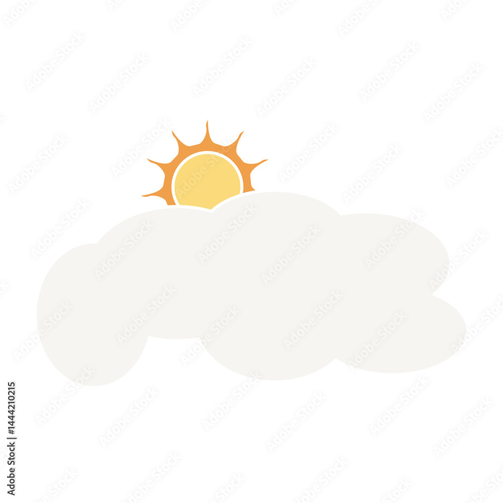 Sun and cloud weather. simple set clouds colored vector illustration Sun and cloud weather. simple set clouds colored vector illustration