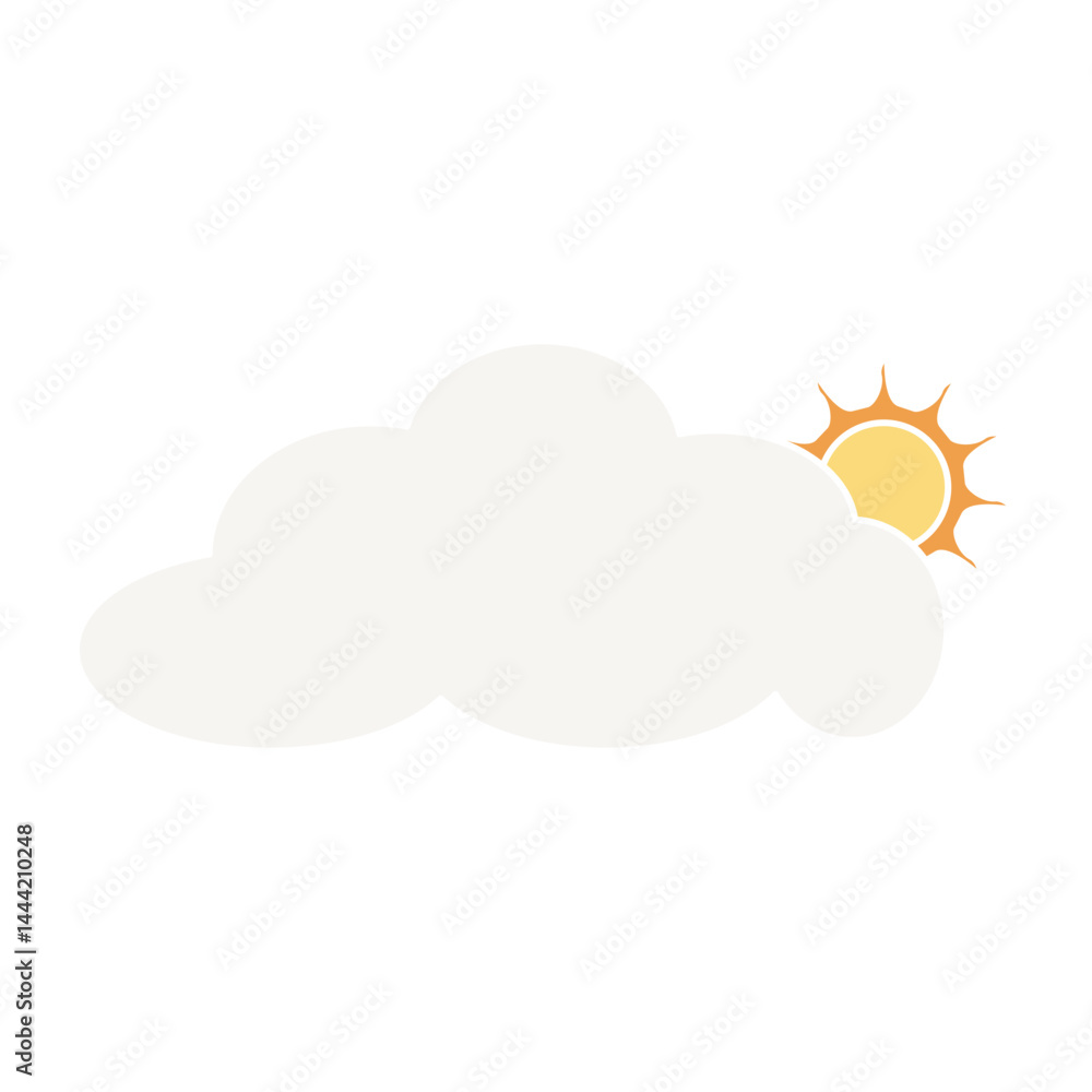 Sun and cloud weather. simple set clouds colored vector illustration Sun and cloud weather. simple set clouds colored vector illustration