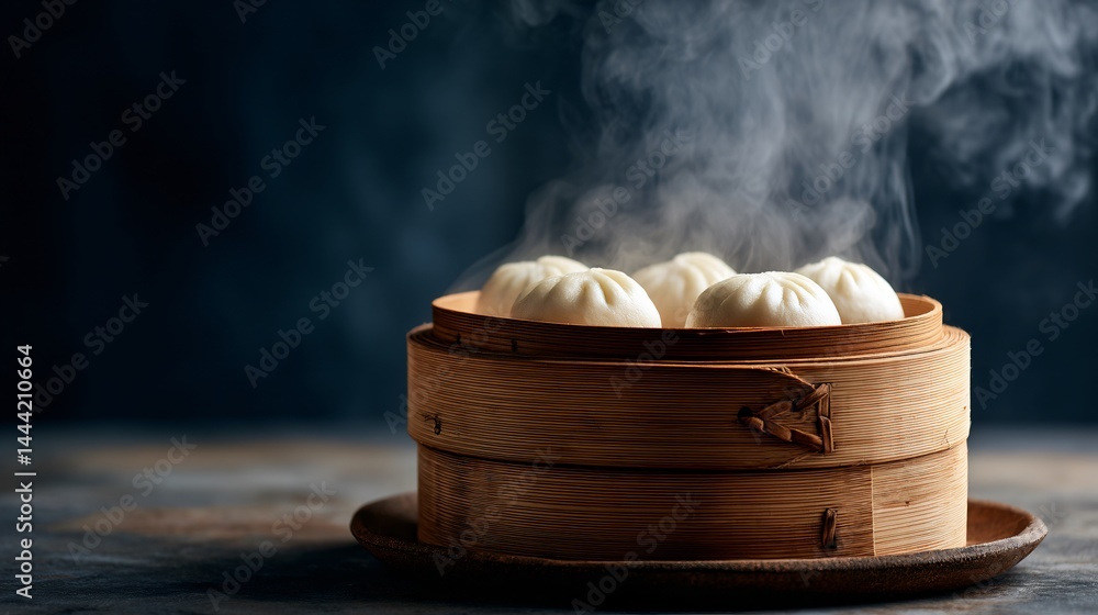 Delightful Dim Sum Experience Steaming Bamboo Steamer Filled with Dumplings Culinary Adventure Cozy Kitchen