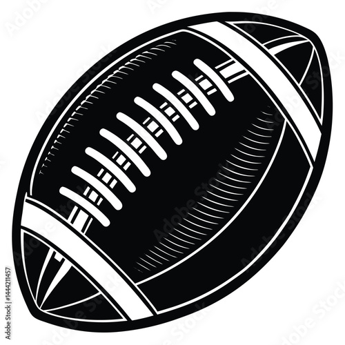 American Football  A Classic Sport Icon, Black and White Vector Illustration