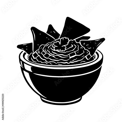 Black & White Dip Bowl with Tortilla Chips