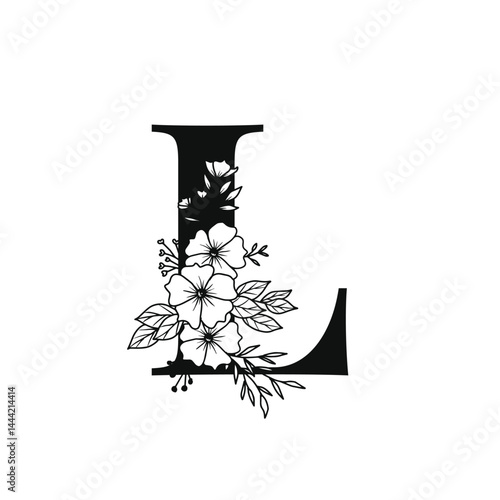 Elegant Floral Letter L Outline Design