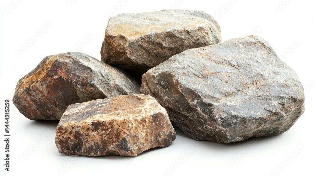 Eroded and smoothed massive desert stones, placed on white Eroded and smoothed massive desert stones, placed on white