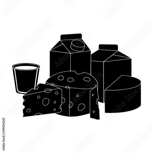 Cheese & Dairy Flatline Illustration