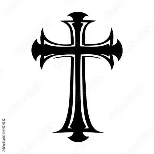 Black Cross Icon - Religious Symbol Vector