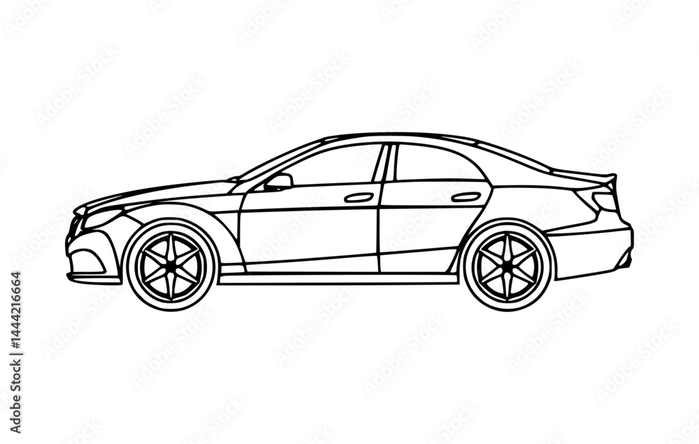 Fototapeta premium Luxury Car Outline - Vehicle Design Vector