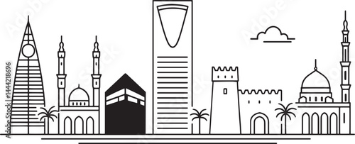 Saudi Arabia city linear vector
