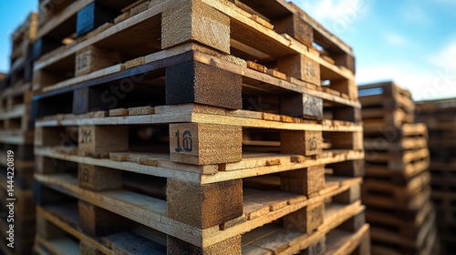 Wallpaper Mural Stacked Wooden Pallets: Industrial Storage and Logistics Torontodigital.ca