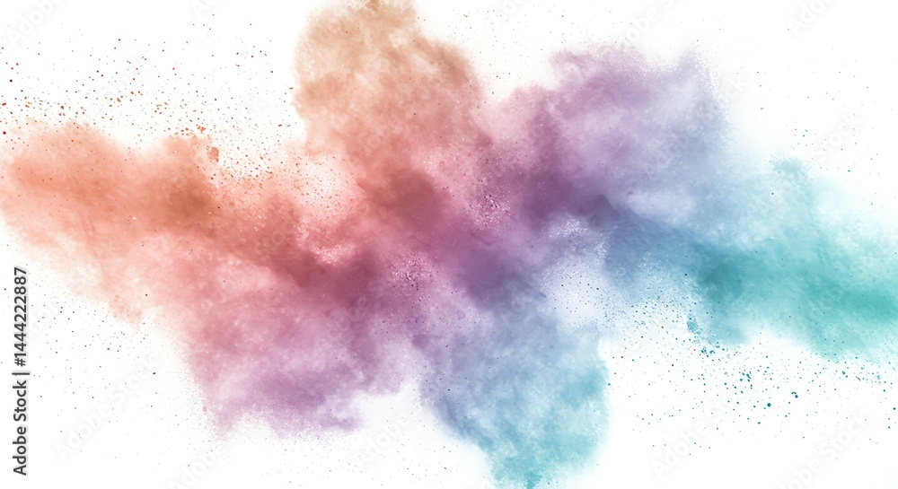 Fototapeta premium Colorful Powder Exploding on White Background Abstract