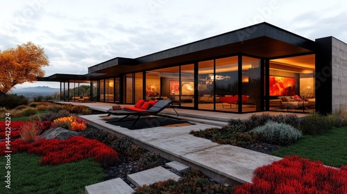 Modern Architectural Masterpiece: Luxurious Home with Breathtaking Autumn Views
