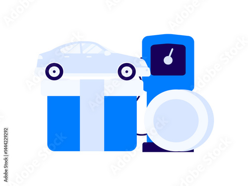 Vector Internet operation hand-drawn illustration of people getting discounts for refueling their cars
