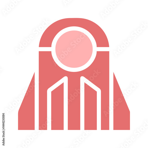 Abstract geometric structure featuring symmetrical composition and muted colors