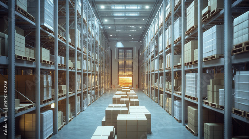 Wallpaper Mural A cavernous warehouse, its walls adorned with rows upon rows of pristine white shelving, housed mountains of cardboard boxes overflowing with a myriad of products, the fruits of a bustling supply  Torontodigital.ca