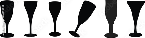 set of champagne flute silhouette.