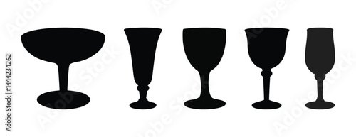 set of champagne flute silhouette.