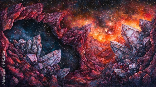 Wallpaper Mural Breathtaking red nebula illuminated by distant stars in the vastness of space creating an otherworldly ethereal scene of cosmic beauty Torontodigital.ca