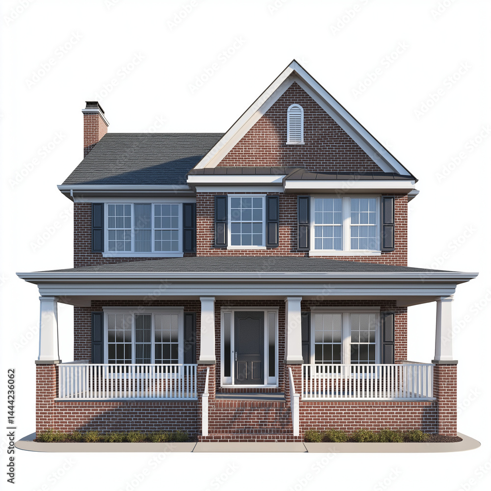 Classic suburban house in 3D, Classic suburban house in 3D,