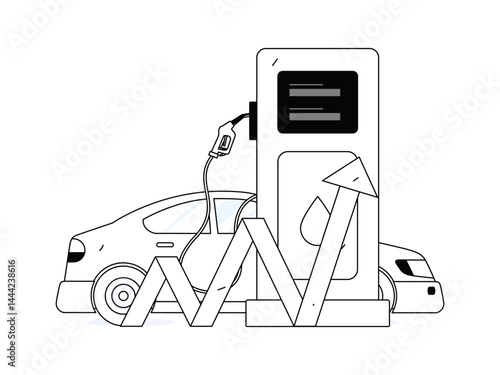 Vector Internet operation hand-drawn illustration of people getting discounts for refueling their cars
