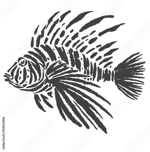 vector illustration sketch of the silhouette of a lion fish