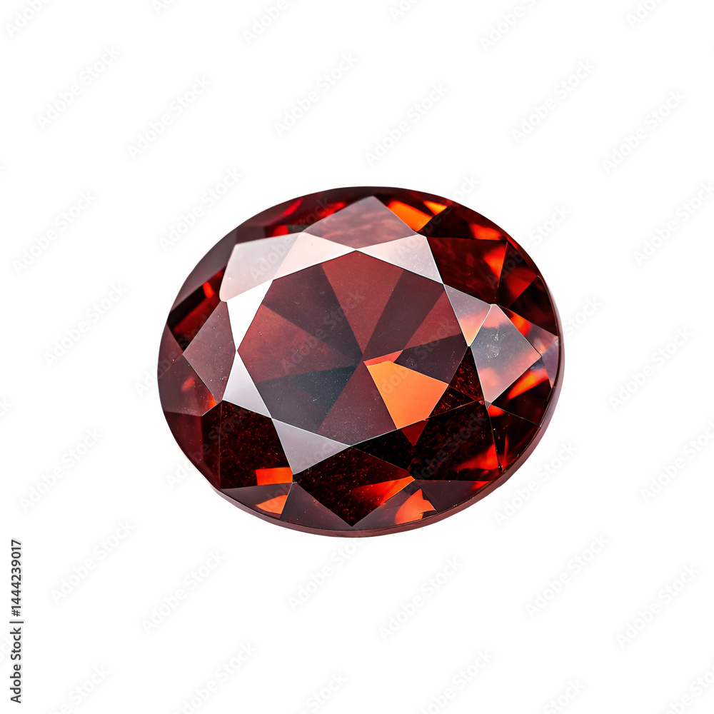 A garnet placed flat and centered, viewed from a straight top-down angle A garnet placed flat and centered, viewed from a straight top-down angle