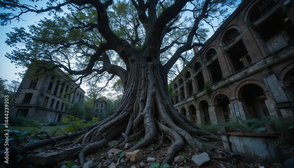 Obraz premium Ancient Tree Ruins Landscape