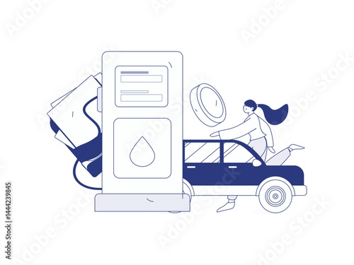 Vector Internet operation hand-drawn illustration of people getting discounts for refueling their cars
